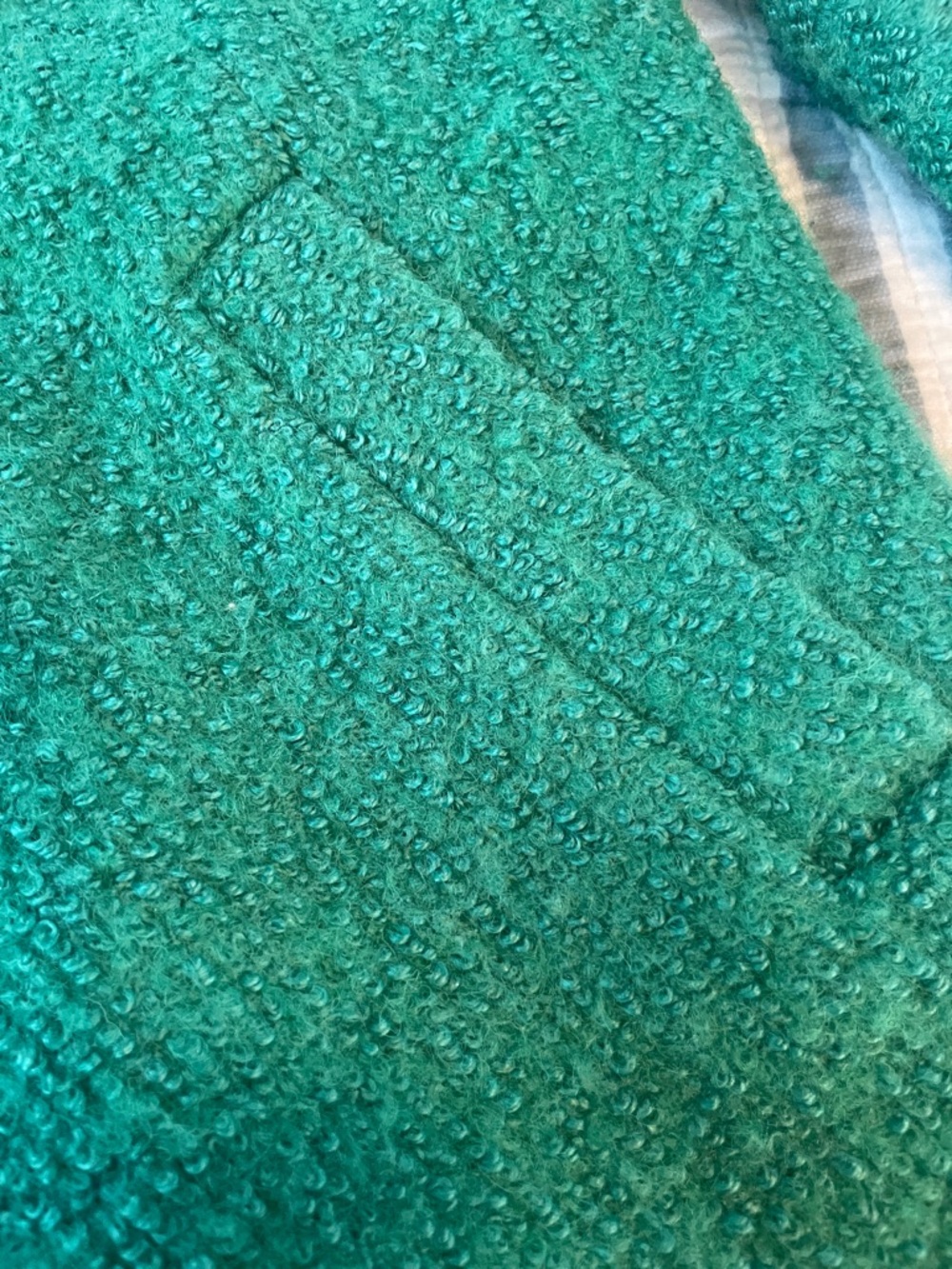 Women’s Green Bouclé Coat with Floral Lining - Picture 7 of 12